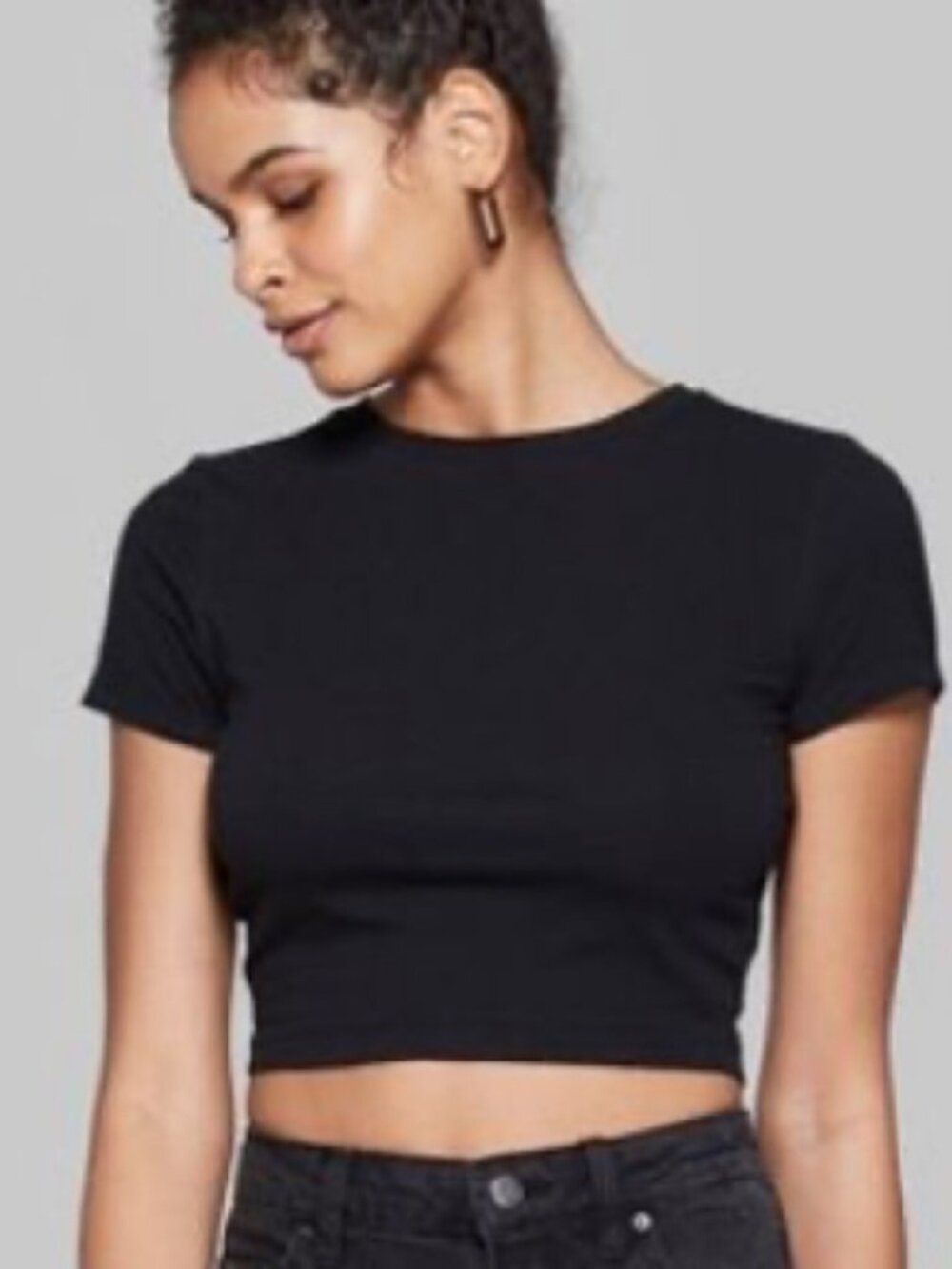 NWT Wild Fable Black Crop T Shirt Sz XS